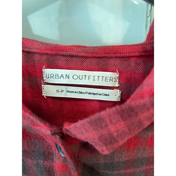 Urban Outfitters size small red flannel hooded pullover top - Picture 2 of 3